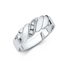 Load image into Gallery viewer, 14K White Gold 6mm CZ Wedding Trio Mens Band Sets