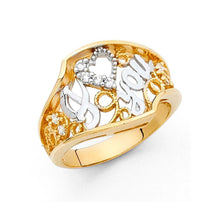 Load image into Gallery viewer, 14K Tri Color 13mm Assorted I Love You Ring - silverdepot