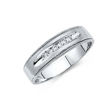 Load image into Gallery viewer, 14K White Gold 6mm CZ Wedding Trio Mens Band Sets