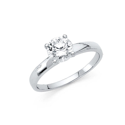 14K White CZ Engagement Ring