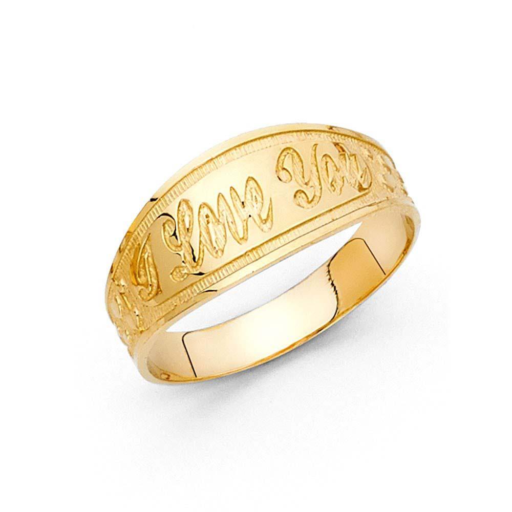 14K Yellow Gold 8mm Assorted I Love You Ring