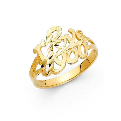 14K Yellow Gold 12mm Assorted I Love You Ring - silverdepot