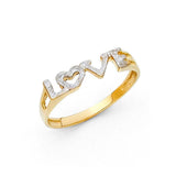 14K Two Tone 4mm Assorted I Love You Ring