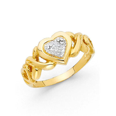 14K Two Tone 10mm Assorted Fancy Heart Ring - silverdepot