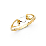 14K Two Tone 5mm Assorted Fancy Heart Ring
