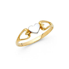14K Two Tone 5mm Assorted Fancy Heart Ring