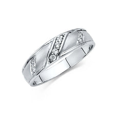 Load image into Gallery viewer, 14K White Gold 6mm CZ Wedding Trio Mens Band Sets