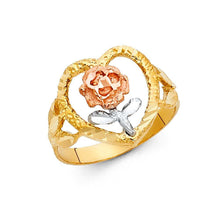 Load image into Gallery viewer, 14K Tri Color 15mm Assorted Fancy Flower Ring - silverdepot