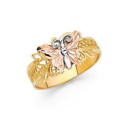 14K Two Tone 10mm Assorted Fancy Butterfly Ring