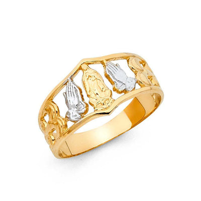 14K Two Tone 10mm Religious Ring - silverdepot