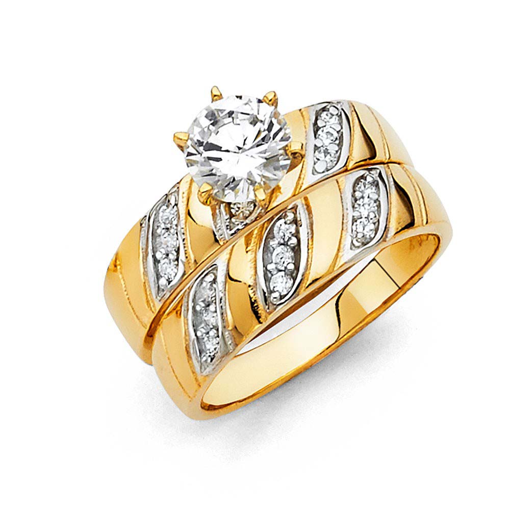 14K Yellow Gold Round 5mm CZ Ladies Wedding Band