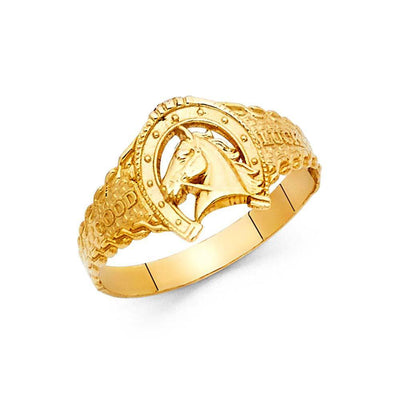 14K Yellow Gold 11mm Lucky Horseshoe Ring - silverdepot