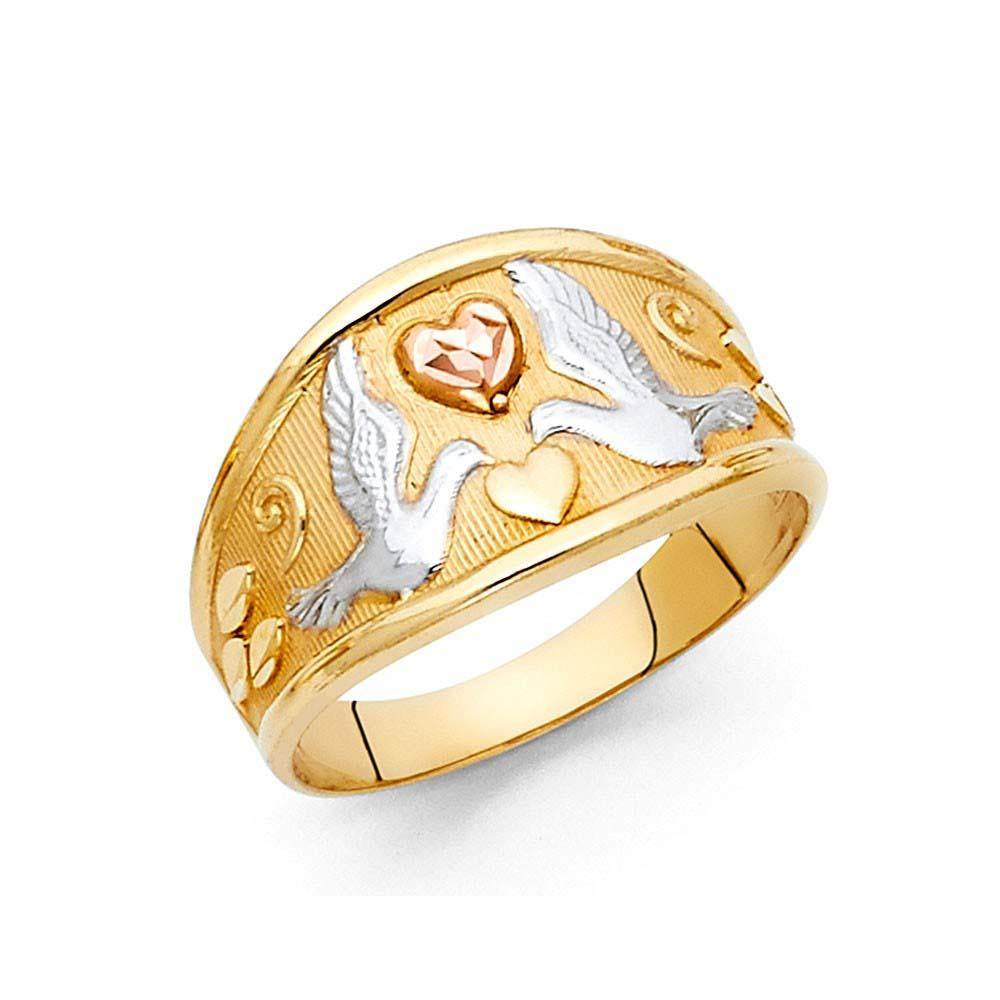 14K Tri Color 11mm Fancy Ring
