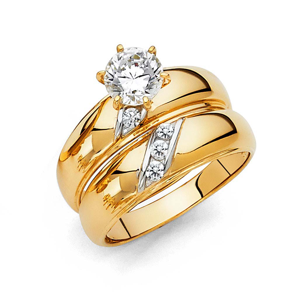 14K Yellow Gold Round 5mm CZ Ladies Wedding Band