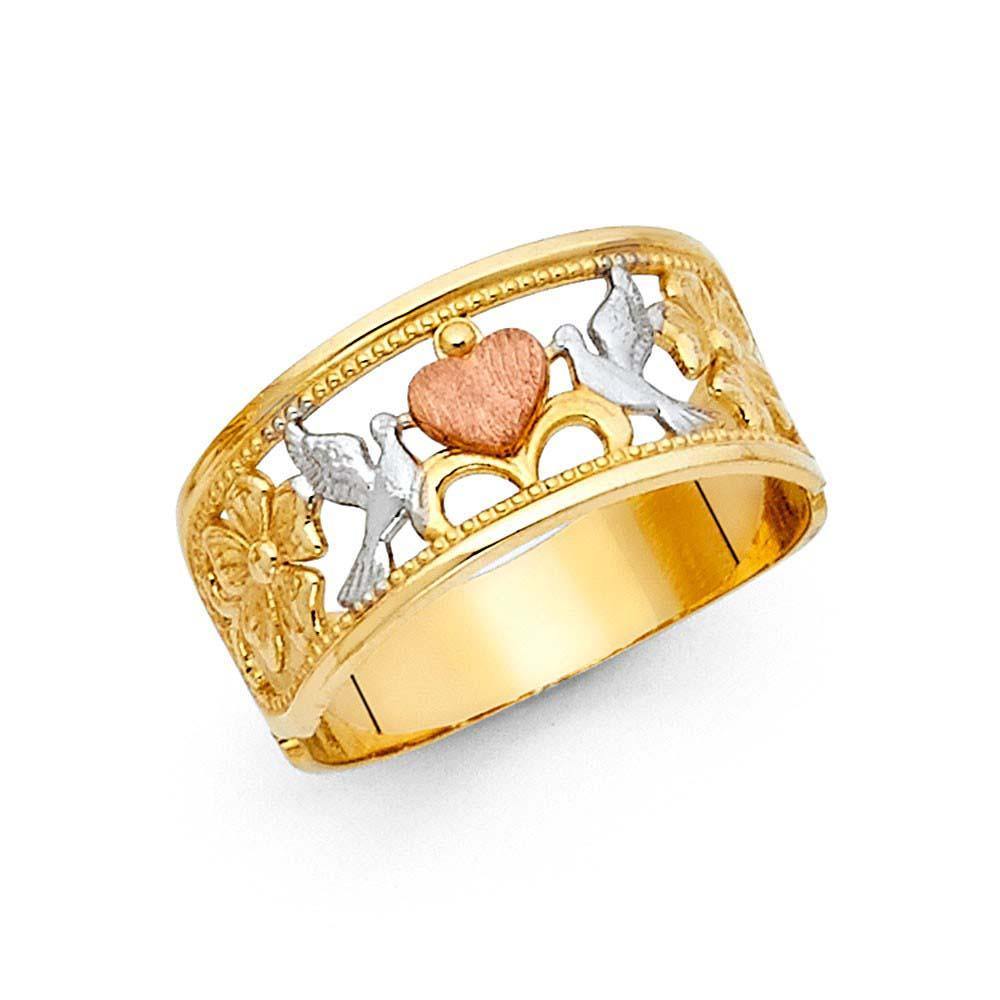 14K Tri Color 9mm Fancy Ring