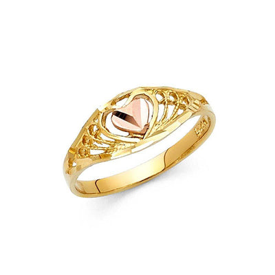 14K Two Tone 7mm Fancy Heart Ring - silverdepot