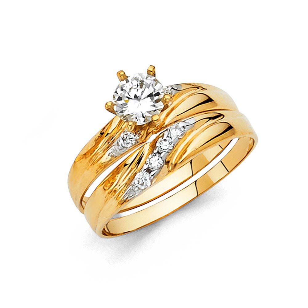 14K Yellow Gold Round 3mm CZ Ladies Wedding Band