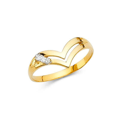14K Yellow Gold 8mm Clear CZ Fancy Ring - silverdepot