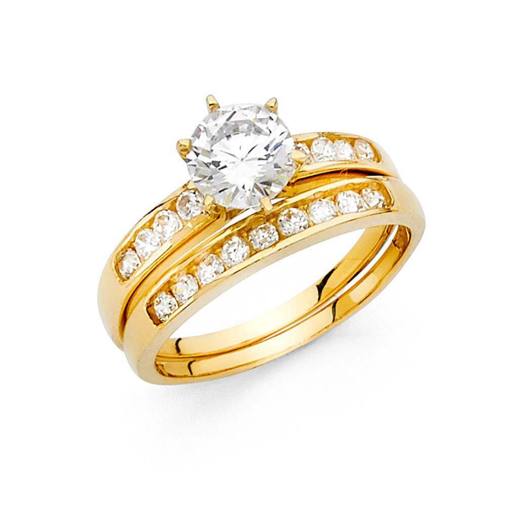 14K Yellow Gold Round 3mm CZ Ladies Wedding Ring--Wedding Band and Engagement Ring are sold separately