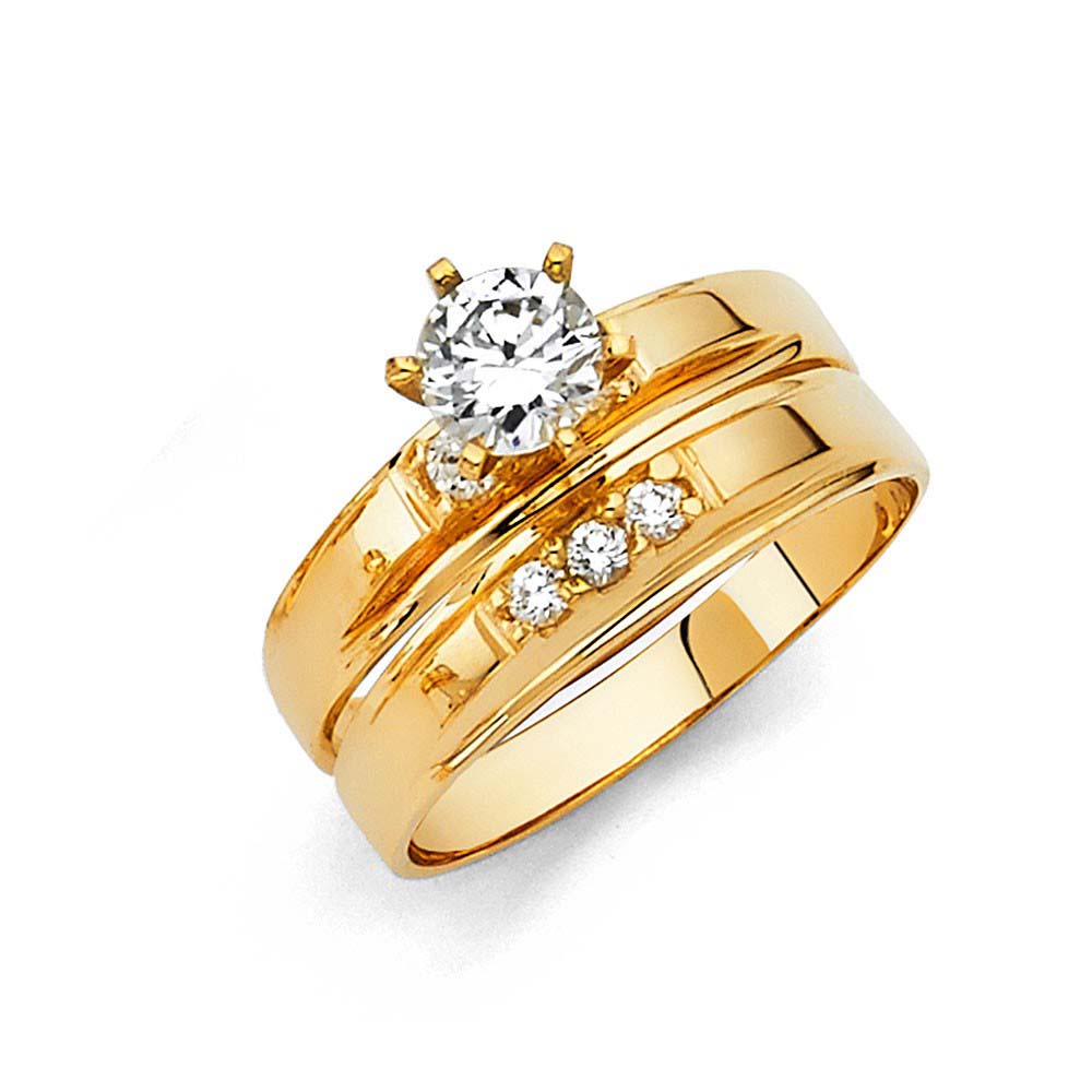 14K Yellow Gold Round 4mm CZ Ladies Wedding Band