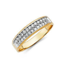 Load image into Gallery viewer, 14K Two Tone Gold Round 6mm CZ Men's Band