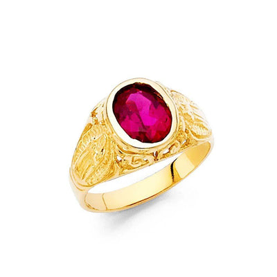 14K Yellow Gold 10mm Red CZ Babies Ring - silverdepot