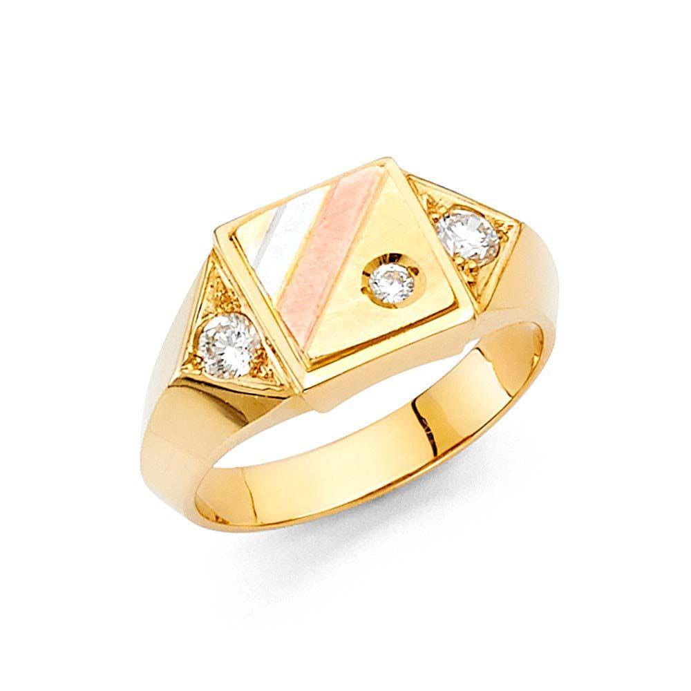 14K Yellow Gold 10mm White CZ Ring - silverdepot
