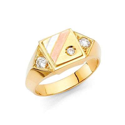 14K Yellow Gold 10mm White CZ Ring - silverdepot