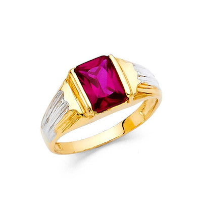 14K Yellow Gold 9mm Purple CZ Ring - silverdepot