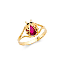 Load image into Gallery viewer, 14K Yellow CZ LADYBUG BABIES Ring 1.1grams