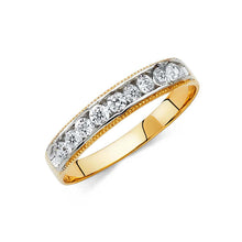Load image into Gallery viewer, 14K Two Tone Gold Round 4mm CZ Men's Band