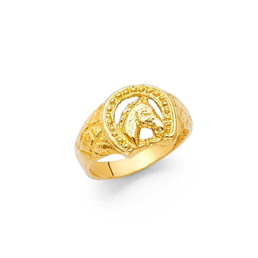 14K Yellow Gold 8mm Lucky Horseshoe Babies Ring