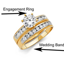 Load image into Gallery viewer, 14K Two Tone Gold Round 3mm CZ Ladies Wedding Band