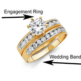 14K Two Tone Gold Round 3mm CZ Ladies Wedding Band