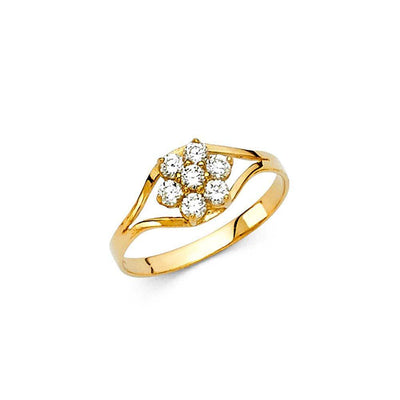 14K Yellow Gold Clear CZ APR Birth Stone Babies Ring - silverdepot