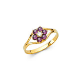 14K Yellow Gold Purple CZ JUN Birth Stone Babies Ring