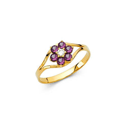 14K Yellow Gold Purple CZ JUN Birth Stone Babies Ring