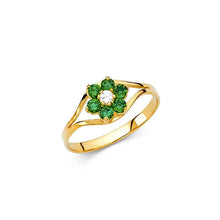 Load image into Gallery viewer, 14K Yellow Gold Green CZ MAY Birth Stone Babies Ring - silverdepot