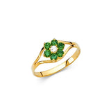 14K Yellow Gold Green CZ MAY Birth Stone Babies Ring