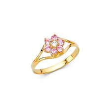 Load image into Gallery viewer, 14K Yellow Gold Pink CZ OCT Birth Stone Babies Ring - silverdepot