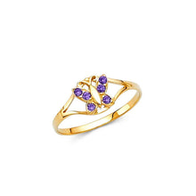 Load image into Gallery viewer, 14K Yellow Gold Purple CZ FEB Birth Stone Babies Ring - silverdepot