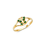 14K Yellow Gold Green CZ MAY Birth Stone Babies Ring