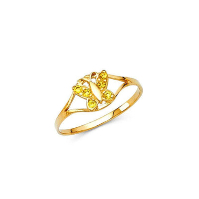 14K Yellow Gold Yellow CZ NOV Birth Stone Babies Ring - silverdepot