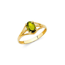 Load image into Gallery viewer, 14K Yellow Gold Green CZ AUG Birth Stone Babies Ring - silverdepot