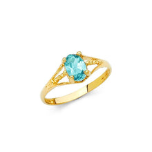 Load image into Gallery viewer, 14K Yellow Gold Blue CZ DEC Birth Stone Babies Ring - silverdepot