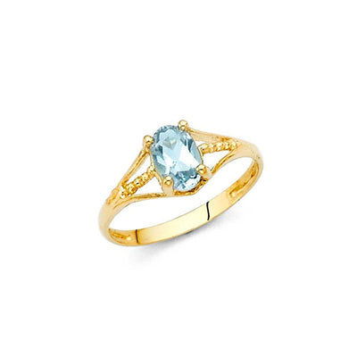 14K Yellow Gold Blue CZ MAR Birth Stone Babies Ring - silverdepot