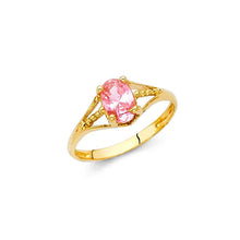 Load image into Gallery viewer, 14K Yellow Gold Pink CZ OCT Birth Stone Babies Ring - silverdepot