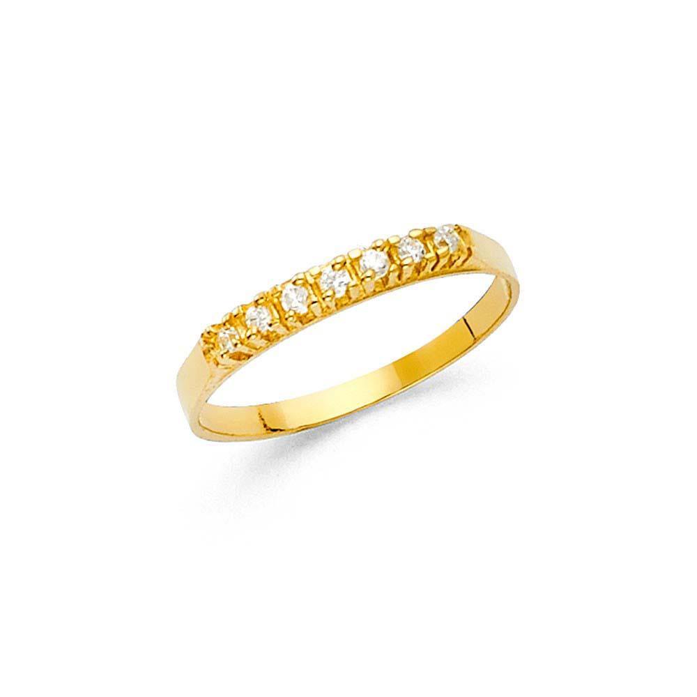 14K Yellow Gold 2mm CZ Babies Ring