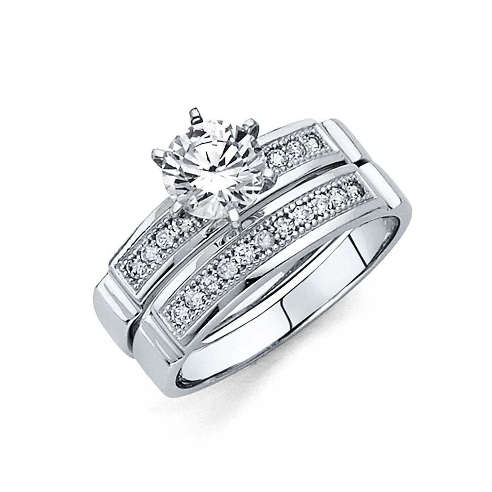 14K White Gold Round 3mm CZ Engagement Ring