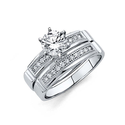 14K White Gold Round 3mm CZ Engagement Ring